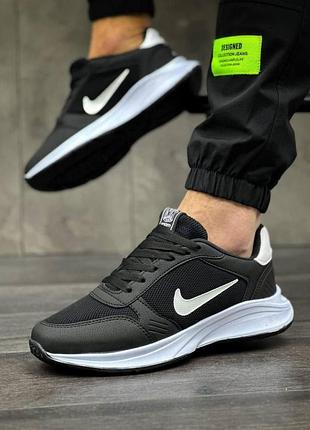 Черные кроссовки мужские с белой подошвой nike текстильные летние размер 40
