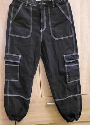 Джинсы карго denim co. черные, размер m (eur 38)