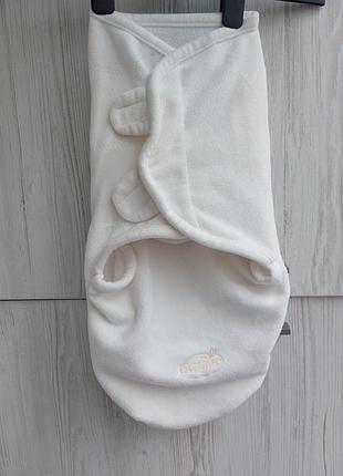 Тепла флісова пелюшка кокон на липучках swaddle me для дитини вагою 3,2-6,4кг