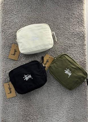 Бананка stussy чорна / біла / хакі