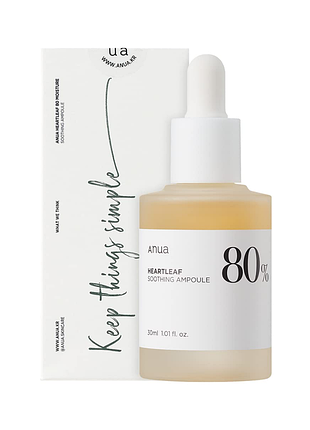 Anua heartleaf 80% soothing ampoule
успокаивающая ампула для лица с экстрактом хауттюйнии 30 ml
