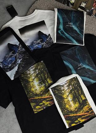 Футболка arcteryx черная / белая мужская