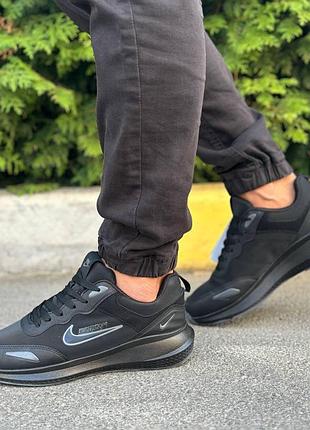 Мужские кроссовки nike черные кожа нейлон лето /осень стильные мужские кроссы найк на легкой подошве размер 40
