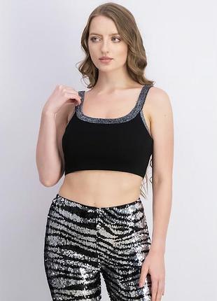 Жіночий чорний топ короткий майка bershka р. xs віскоза