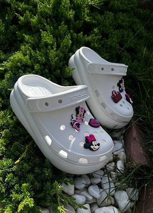 Дитячі крокси сабо на платформі crocs classic cutie clog white білі лідер продажів дитячі crocs