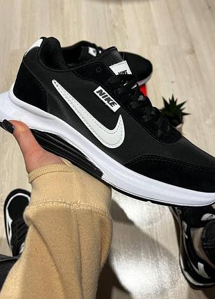Черные кроссовки мужские с белой подошвой nike текстильные летние размер 40 41