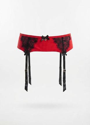 Пояс для чулок boux avenue красный кружевной новый / размер uk 8-10