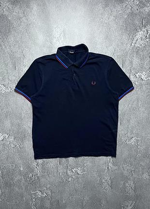 Vintage винтажная футболка поло fred perry фред перри big logo casual кэжуал size l размер л