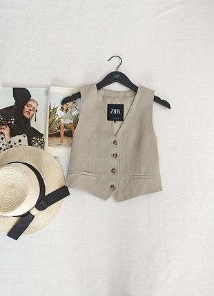 Льняной жилет zara