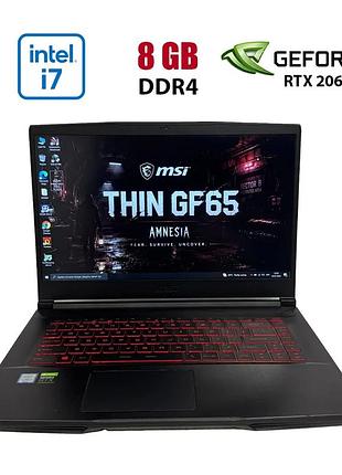 Ігровий ноутбук б-клас msi gf65 thin 9sexr / 15.6" (1920x1080) ips / intel core i7-9750h (6 (12) ядра по 2.6 - 4.5 ghz) / 8 gb