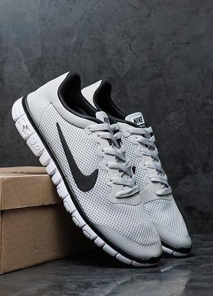 Мужские кроссовки nike free run 3.0 v2 silver white black
