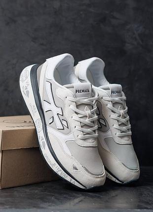 Мужские кроссовки premiata moerun white grey black