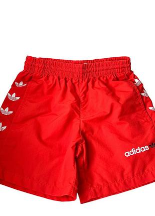 Чоловічі нейлонові шорти adidas originals червоні з лампасами р. s оригінал