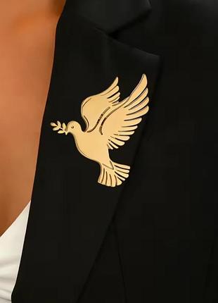 Стильная стальная брошь голубь мира
