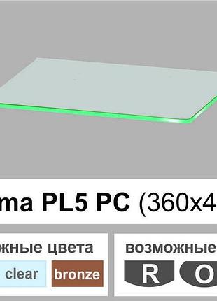 Скляна поличка настінна навісна прямокутна commus pl5 pc (360х440х6мм)
