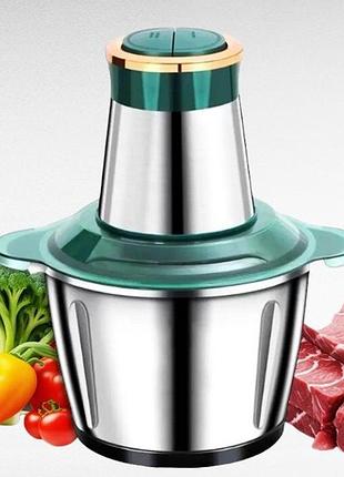 Подрібнювач для кухні, подрібнювач чопер кухонний, блендер з металічною чашею 2л qz-81