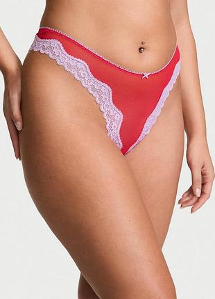 Трусики женские victoria's secret (2126439129036) tease mesh lace-trim xs красные