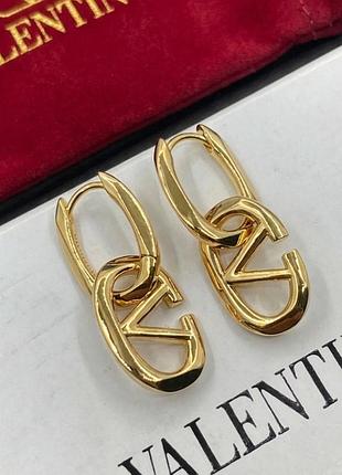 Серьги valentino vlogo signature gold люкс качество