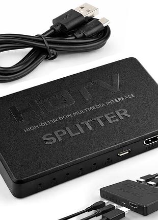 Hdmi сплиттер разветвитель 1 на 4 порта 2k 4k full hd 1080p splitter 1x4 hdmi splitter usb