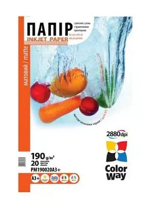 Бумага colorway a3+ 190г matte, 20sh, oem (pm190020a3+)