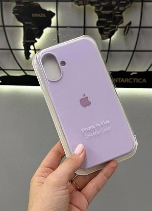 Чехол silicone case чехол с микрофиброй для iphone 16 plus, чехол-накладка для айфон 16 plus (лиловый)