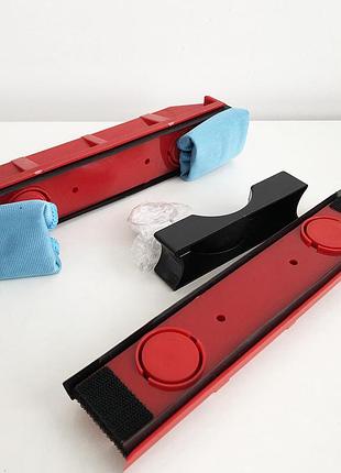 Щетка магнитная для мытья стекол с двух сторон glider красная