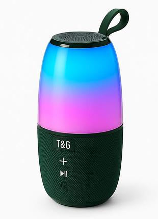 Портативна колонка tg644 5w з rgb підсвічуванням та ремінцем, бездротова колонка потужна. колір: зелений