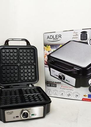 Электрическая вафельница adler ad 3083 с антипригарным покрытием, регулировкой температуры и 1800вт