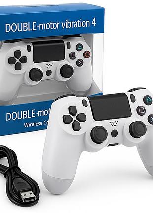 Джойстик doubleshock для ps 4, игровой беспроводной геймпад ps4/pc аккумуляторный джойстик. цвет: белый