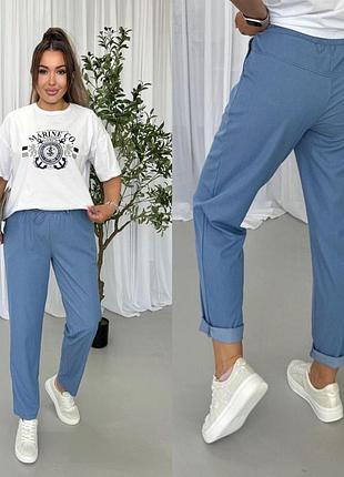 Жіночі літні штани літній джинс синій, голубий s-m(42-44), l-xl(46-48), 2xl-3xl(50-52), 4xl-5xl(54-56)