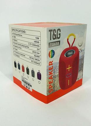 Портативна bluetooth колонка tg658 8w з rgb підсвічуванням, колонка для вечірки. колір: червоний