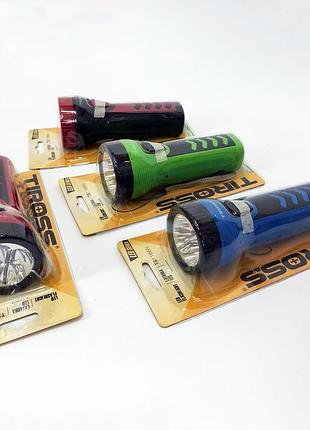 Ручной фонарик tiross ts-1166, фонарик светодиодный для туриста, фонарик с зарядкой от сети. цвет: микс