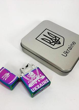 Дугова електроімпульсна запальничка usb україна (металева коробка) hl-449. колір: хамелеон