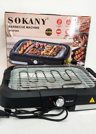 Барбекю электрический гриль sokany sk-07054 2000вт настольный бездымный для приготовления мяса и овощей