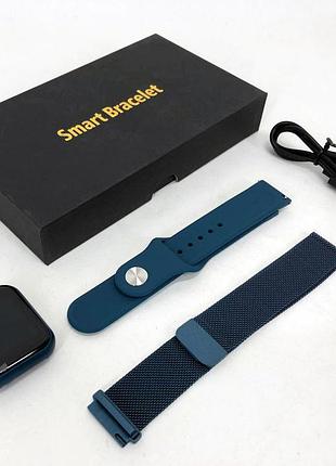 Smart watch t80s, два браслети, температура тіла, тиск, оксиметр. колір: синій