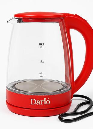 Электрочайник dario dr1802 red 1.8л