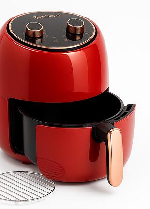 Электро фритюрница безмасляная rainberg rb-2318 3800вт с съёмной корзиной 8.5л до 30 мин red