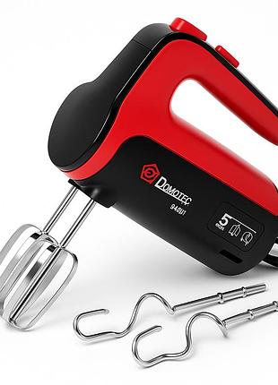 Ручной миксер domotec r.6653r кухонный миксер с насадками 5 скоростей 800вт