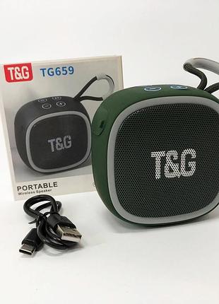 Портативна bluetooth-колонка tg659 з ремінцем, бездротова колонка портативна потужна. колір: зелений