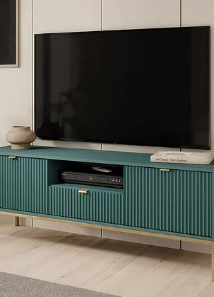 Тумба под телевизор nova rtv154, зеленый лабрадор / золотой