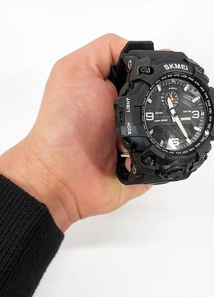Часы наручные мужские skmei 1586bk black, водонепроницаемые мужские часы, часы спортивные. цвет: черный