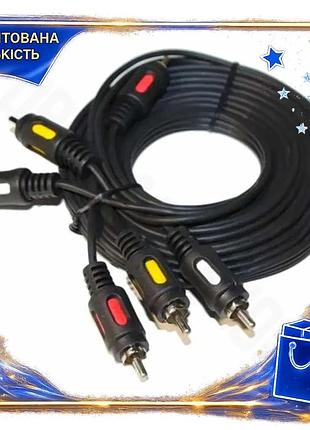 Dm кабель-перехідник звуковий 3xrca специфікація 2.2 (m) 3 м чорний atcom для підключення аудіоапарату spe|lz