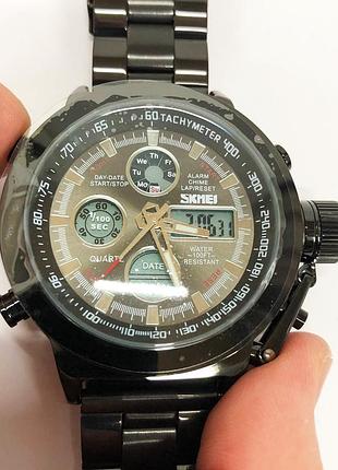 Часы наручные мужские skmei 1515bk black, часы наручные электронные тактические. цвет: черный