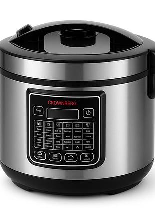 Мультиварка 30 программ crownberg cb-5528 5л 1000вт электронное управление с дисплеем и функцией скороварки