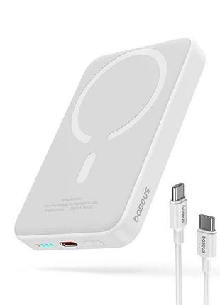 Повербанк baseus magnetic mini air 10000mah 20w magsafe с беспроводной зарядкой 15w, usb type-c, белый
