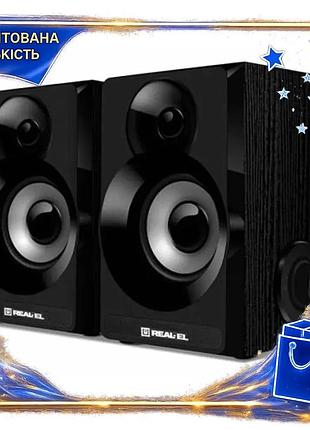 Dm колонки 2.0 real-el специфікація 2.2 s-200 black usb акустична система для комп'ютера з дерев'яним spe|lz