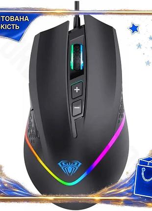 Dm миша aula дротова специфікація 2.2 usb 6400 dpi 7 кнопок rgb для ігор та роботи ергономічна чорна spe|lz