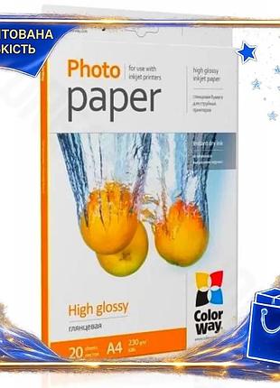 Dm фотопапір colorway глянсовий специфікація 2.2 a4 230 г/м2 20 арк для друку фотографій альбомний пап spe|lz