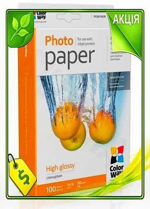 Ve фотопапір colorway глянсовий 13х18 new version 200 г/м2 100 арк для фотозйомки друк фотографій n6w_ver