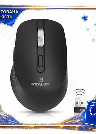 Dm бездротова миша real-el специфікація 2.2 оптична чорна 2.4ghz usb для пк з 6 кнопками та регулюванн spe|lz